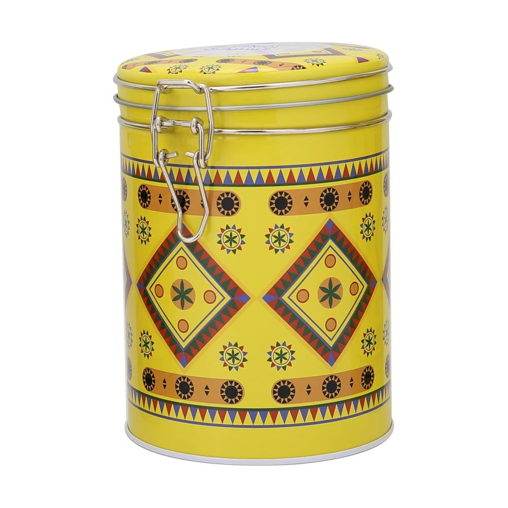 ALSANIDI, Najdi Inscription Steel Spices Storage, Tea, coffee and sugar storage for trips, Yellow, Size 10.7*15.5 Cm
