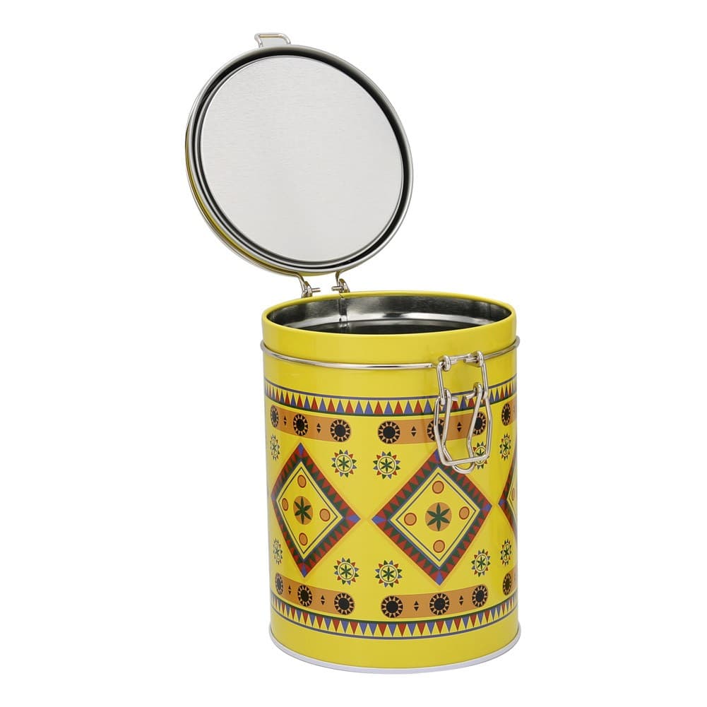 ALSANIDI, Najdi Inscription Steel Spices Storage, Tea, coffee and sugar storage for trips, Yellow, Size 10.7*15.5 Cm