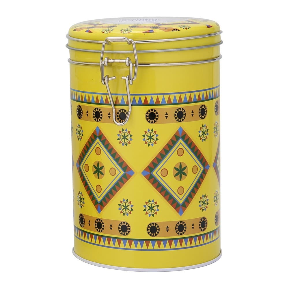 ALSANIDI, Najdi Inscription Steel Spices Storage, Tea, coffee and sugar storage for trips, Yellow, Size 10.7*17.5 Cm
