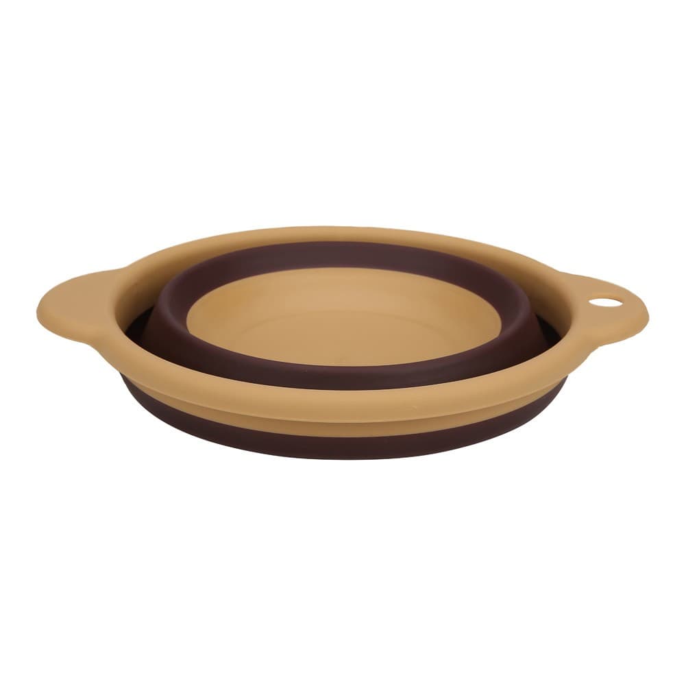 ALSANIDI, Foldable Silicone bowel, Silicone bowel, Brown*Beige, Size 16.5 Cm