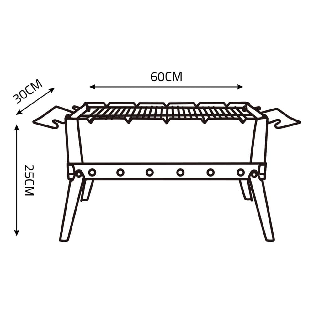 ALSANIDI, Trips grill, Portable BBQ stove, Silver, Size 60*30*25 Cm