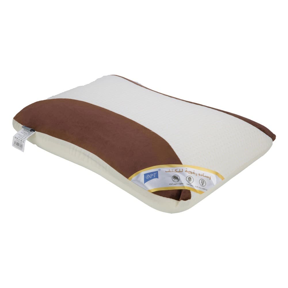 DPT, Medical pillow with memory foam filling, Anti-Bacterial Neck and Shoulder Support Pillow, Brown*White, Size 35*55 Cm