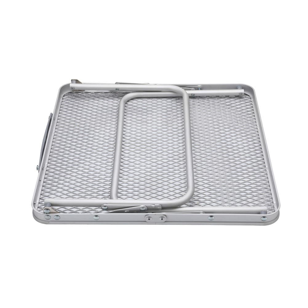 ALSANIDI, Aluminum Dish Drying Rack Table, Foldable Table for Outdoor and Home Gardens, Silver, Size 40*40*26 Cm
