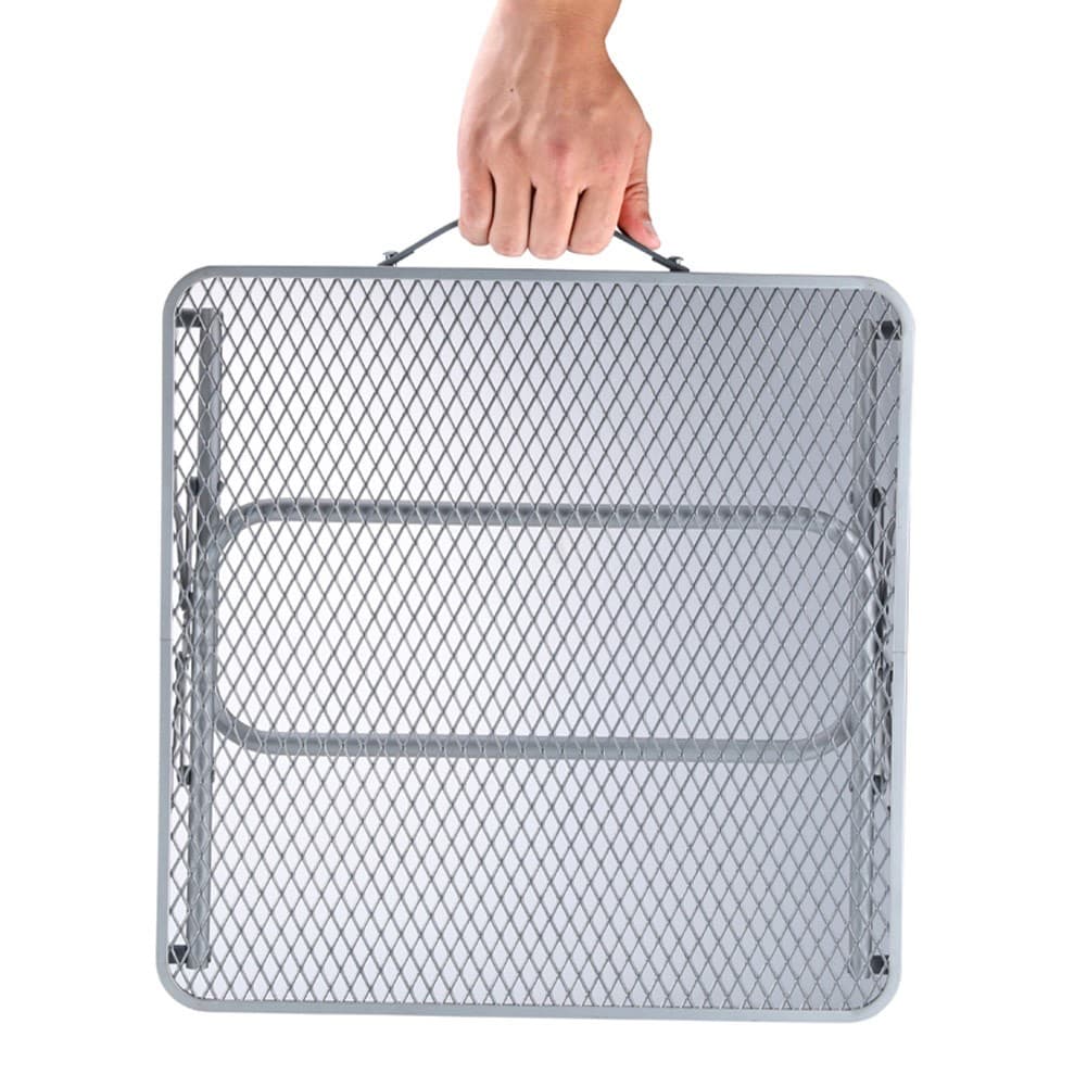 ALSANIDI, Aluminum Dish Drying Rack Table, Foldable Table for Outdoor and Home Gardens, Silver, Size 40*40*26 Cm