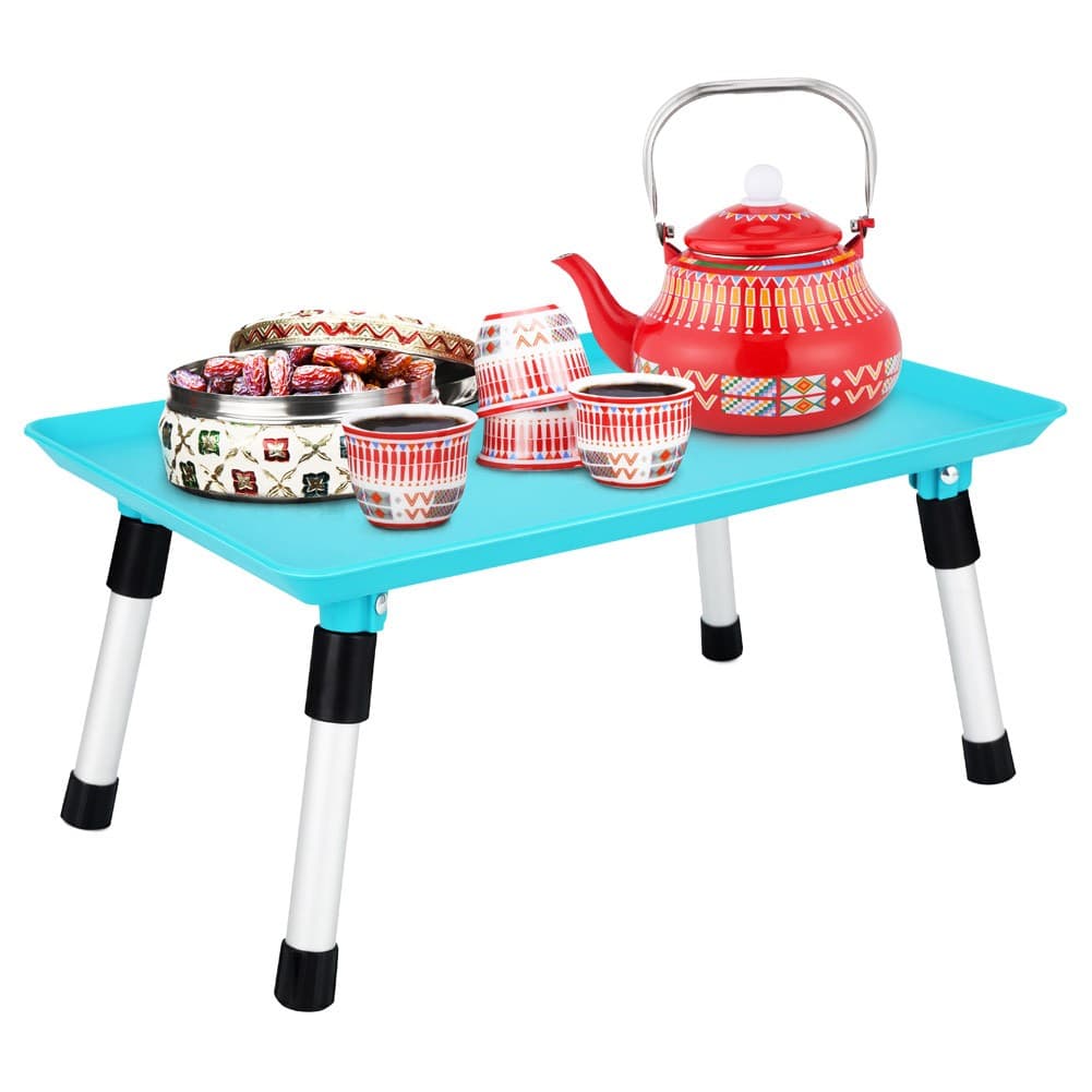 ALSANIDI, Foldable Plastic Camping Table, Foldable Table for Outdoor and Home Gardens, Turquoise, Size 39.5*24.5*18 Cm