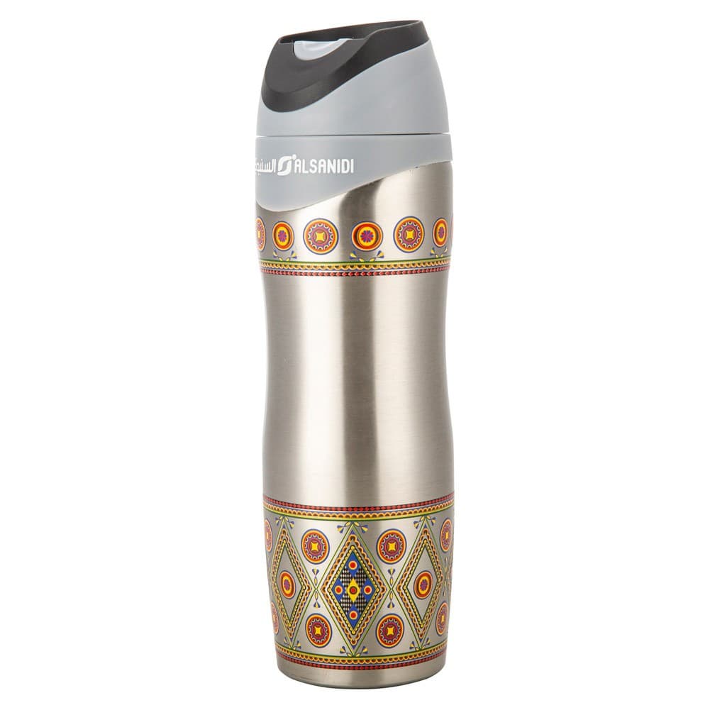 ALSANIDI, Stainless steel thermos mug, Najdi cup, Gray, capacity 500 ml