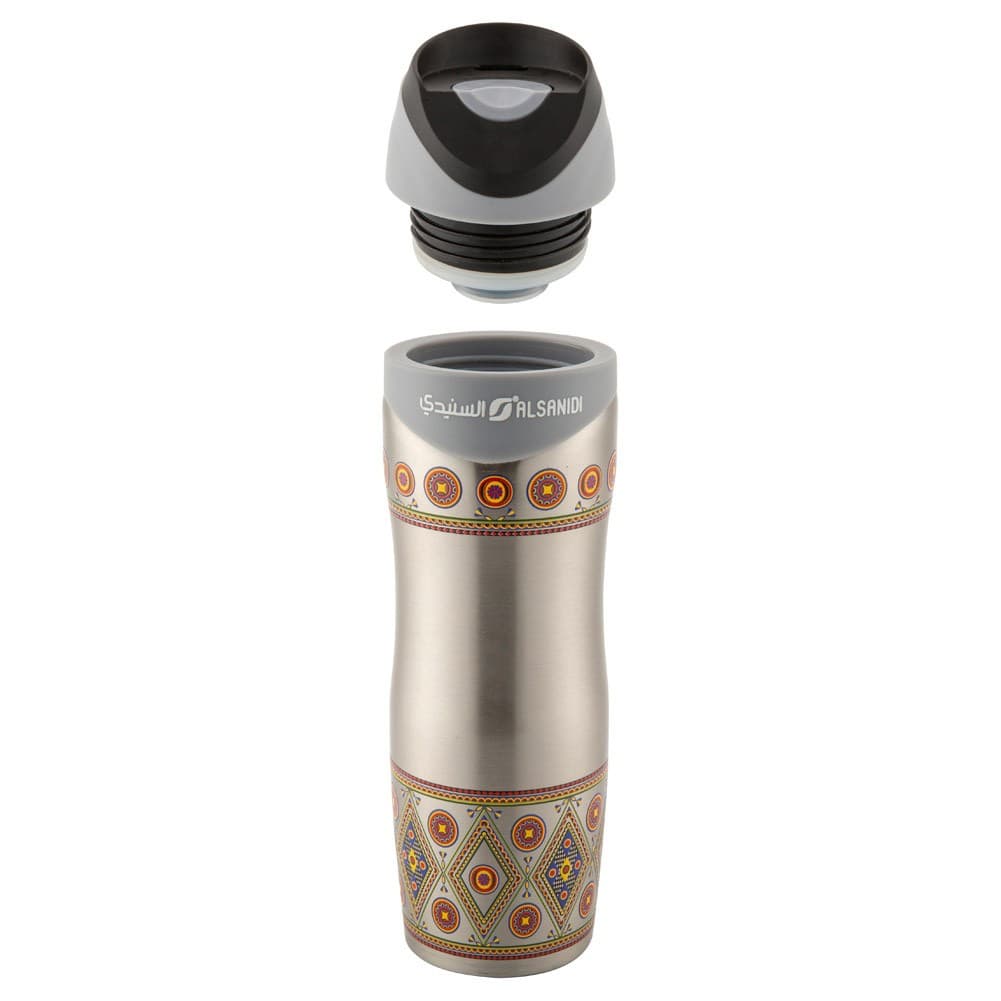 ALSANIDI, Stainless steel thermos mug, Najdi cup, Gray, capacity 500 ml