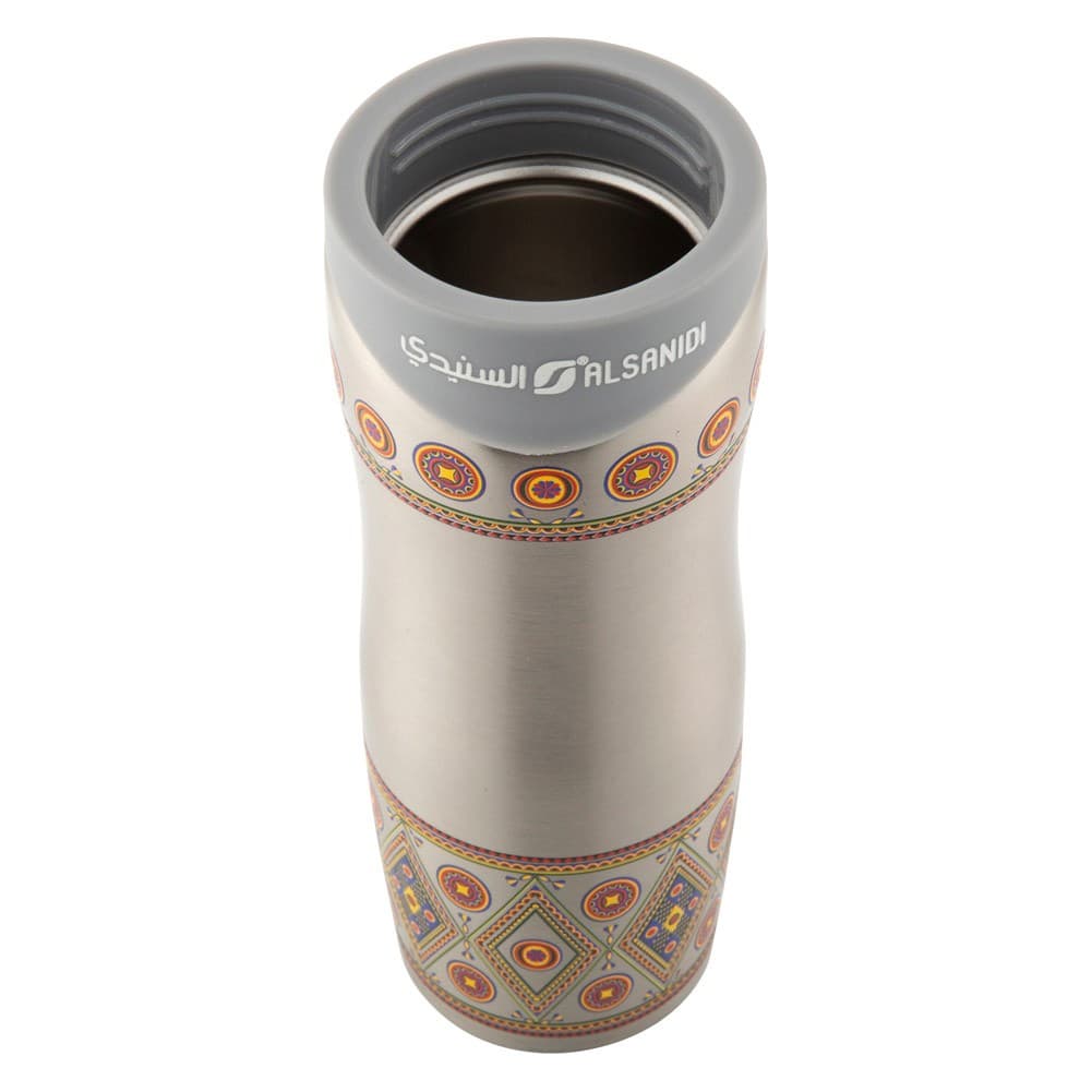 ALSANIDI, Stainless steel thermos mug, Najdi cup, Gray, capacity 500 ml