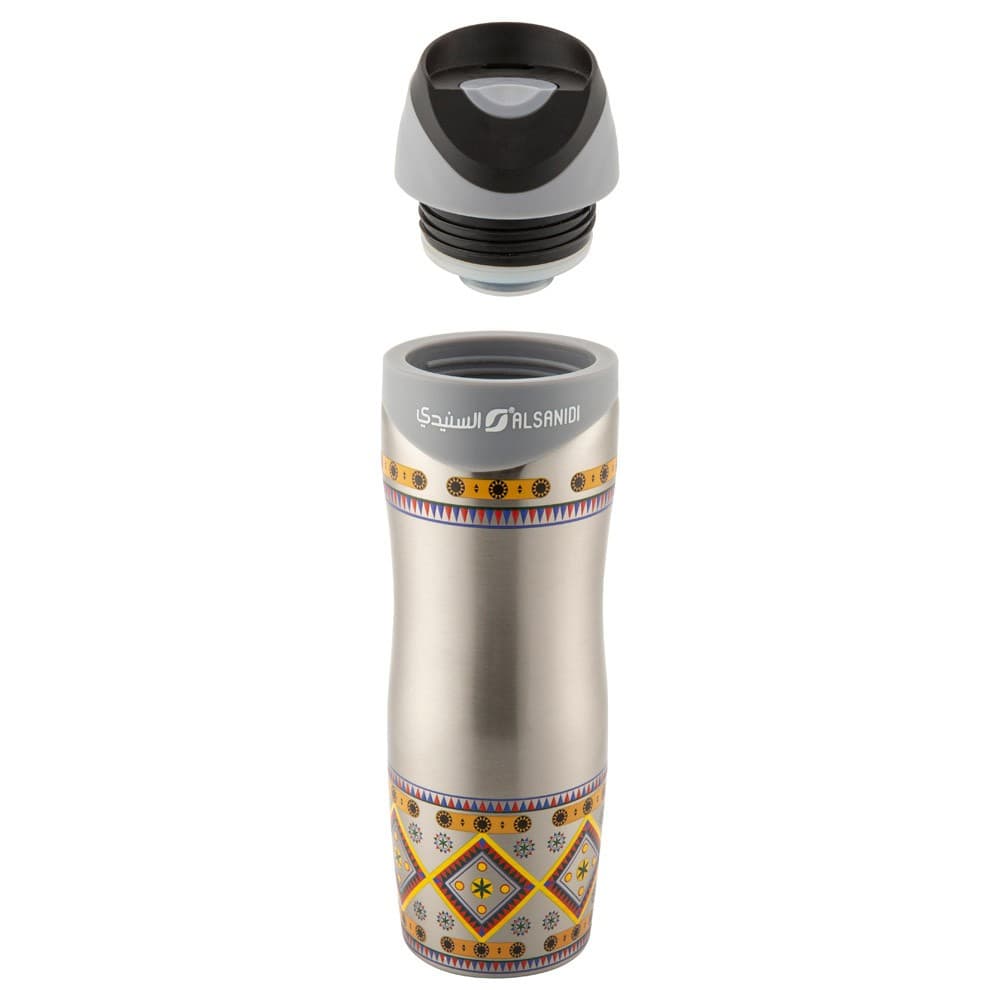 ALSANIDI, Stainless steel thermos mug, Najdi cup, Gray, capacity 500 ml
