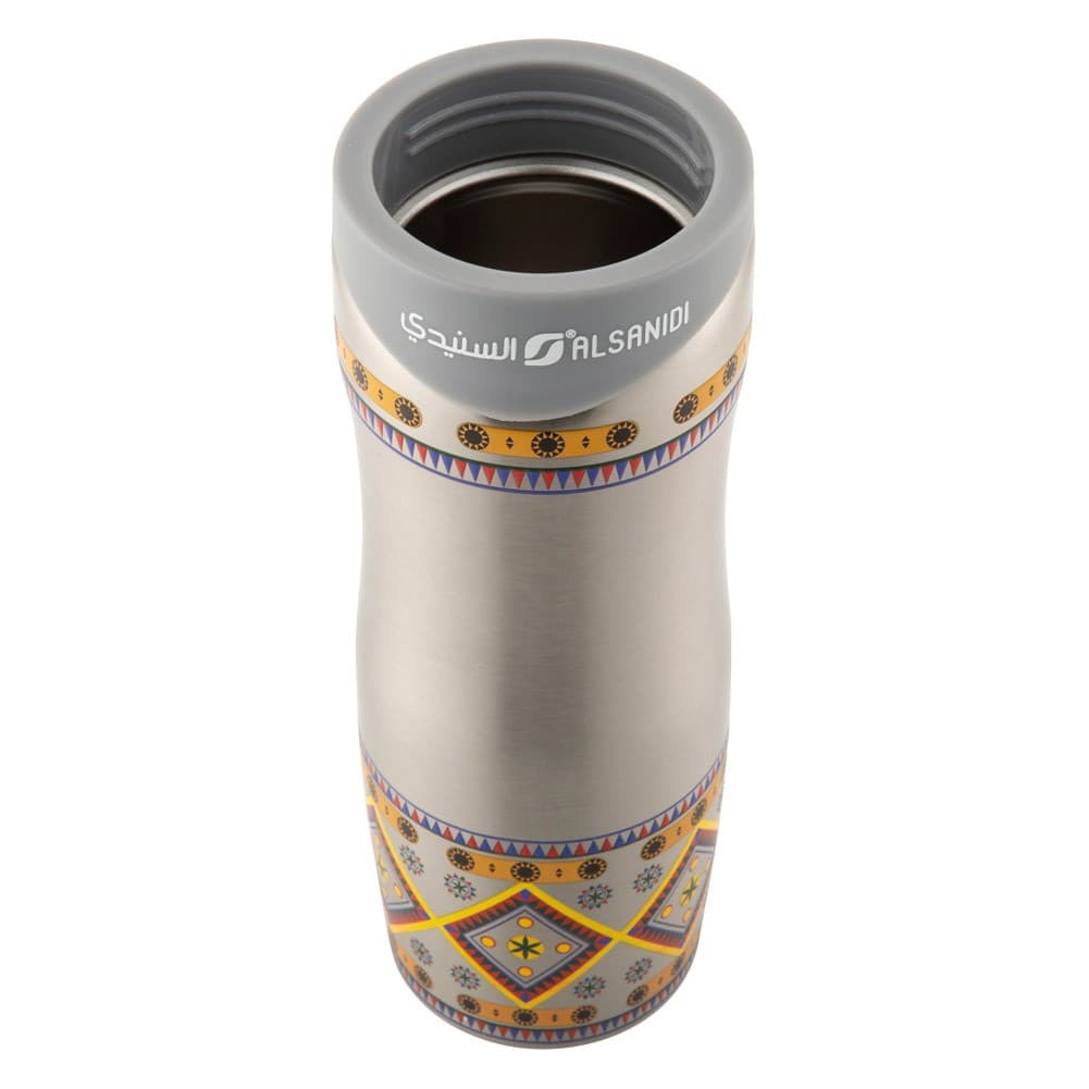 ALSANIDI, Stainless steel thermos mug, Najdi cup, Gray, capacity 500 ml