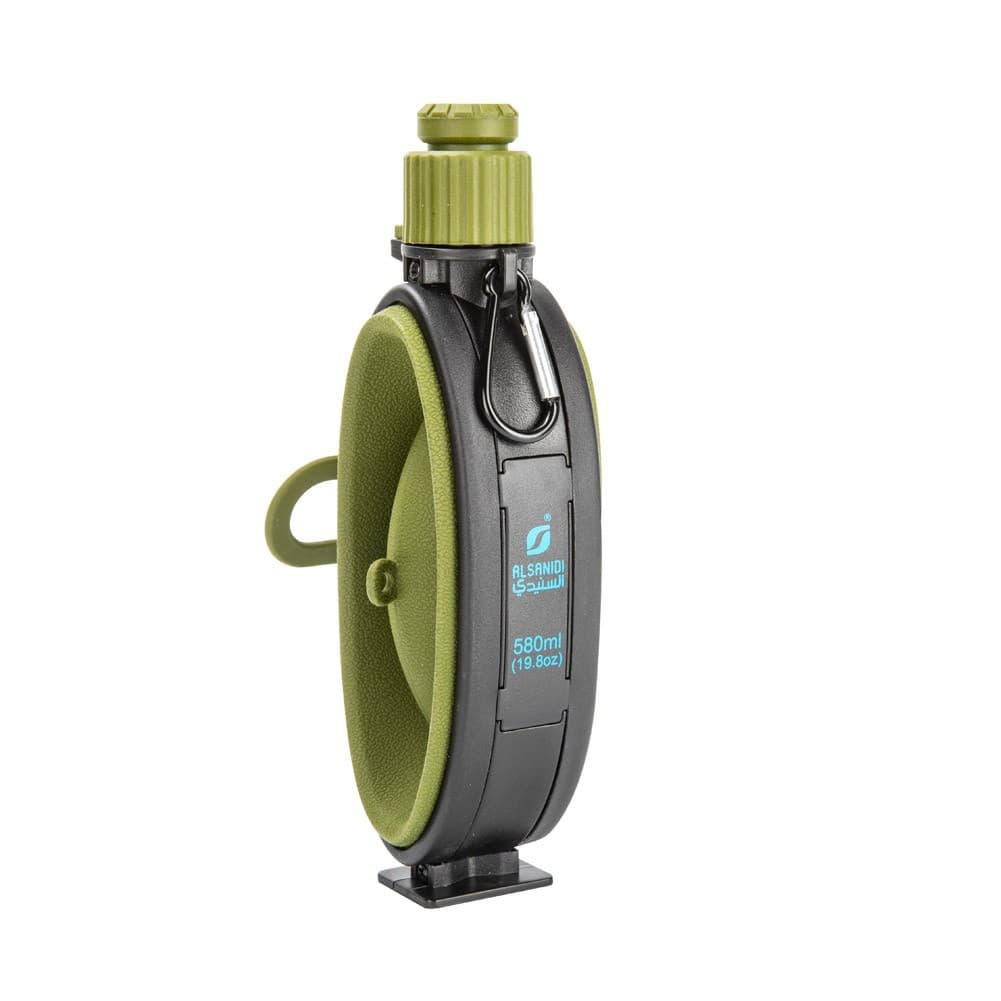 ALSANIDI, Leather Flask , Hikin Water Flask, Green, capacity 580 ml
