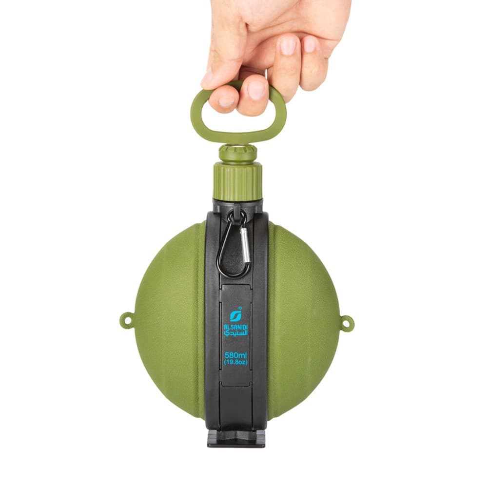 ALSANIDI, Leather Flask , Hikin Water Flask, Green, capacity 580 ml