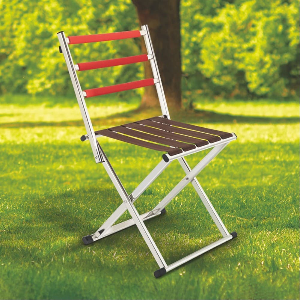 ALSANIDI, Fodable Trips Chair, Garden and Picnic Chair, Silver*Brown, Size 35*35*78 Cm