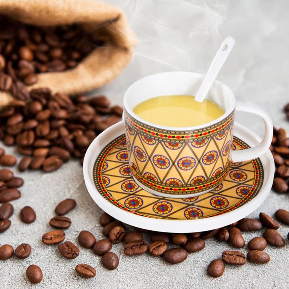 ALSANIDI, Najdi inscription cup, Coffee cup for trips and travel, Beige, capacity 200 ml