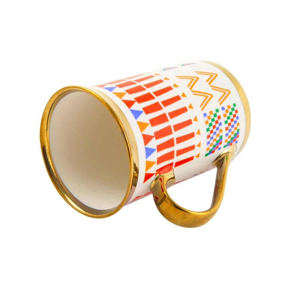 ALSANIDI, Al-Qatt Al-Asiri inscription cup, Coffee cup for trips and travel, White, capacity 330 ml