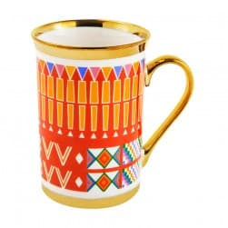 ALSANIDI, Al-Qatt Al-Asiri Porcelain tea and coffee mug, Al-Asiri cup, Red, capacity 330 ml