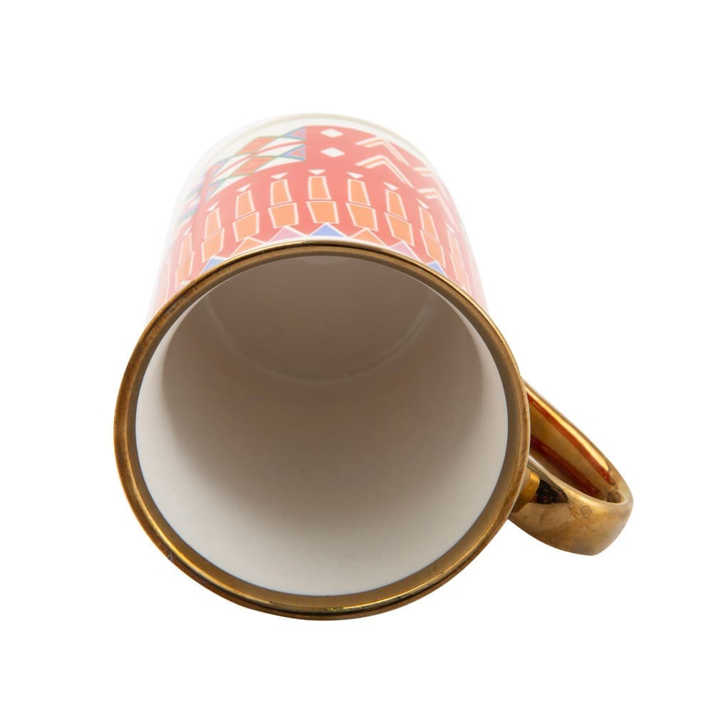 ALSANIDI, Al-Qatt Al-Asiri Porcelain tea and coffee mug, Al-Asiri cup, Red, capacity 330 ml