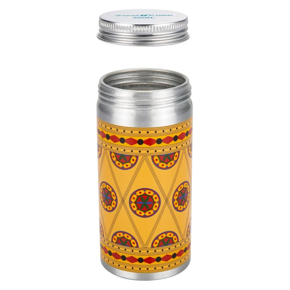 ALSANIDI, Najdi engraving aluminum spice box, Tea, coffee and sugar storage for trips, Silver, capacity 200 ml