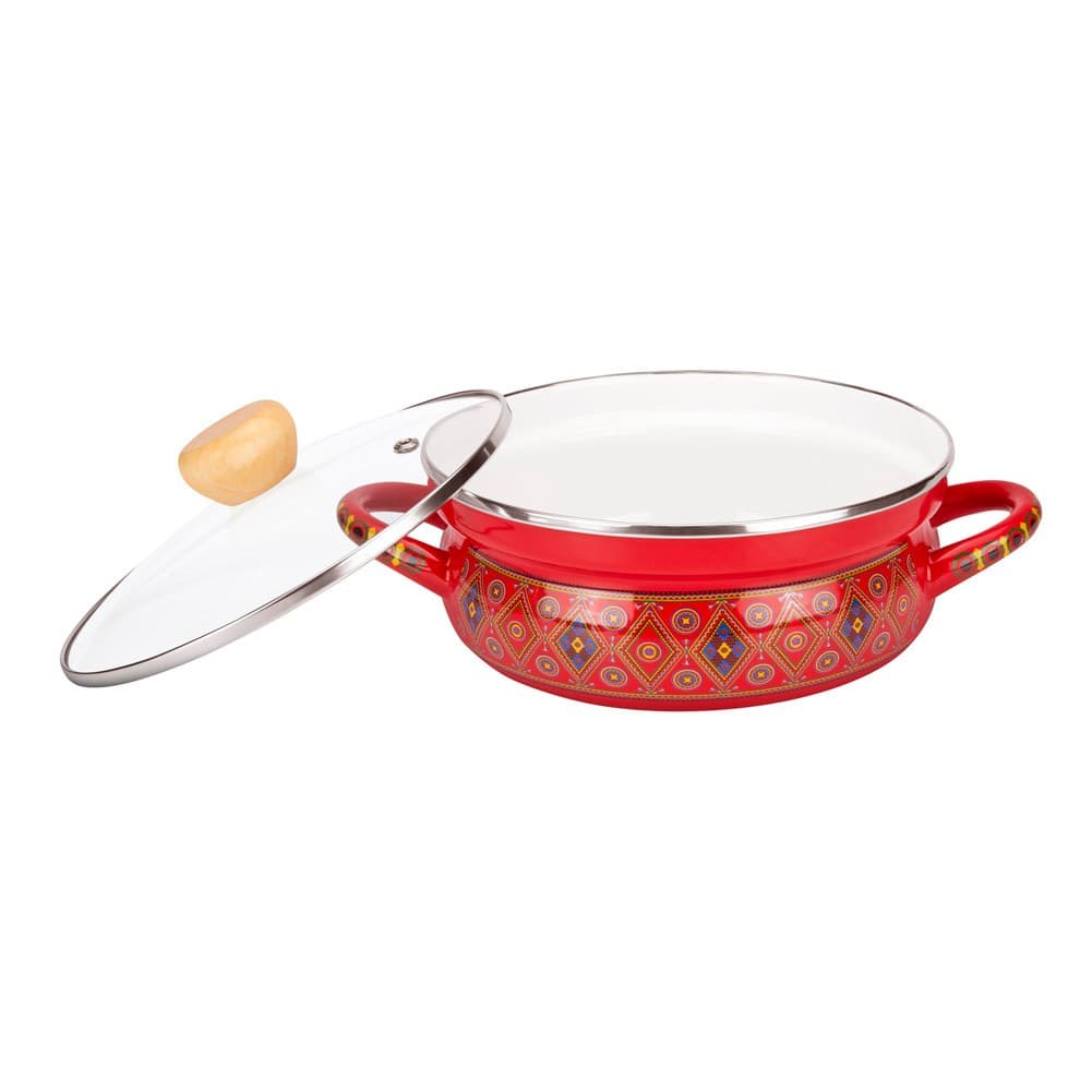ALSANIDI, Najdi inscription cooking pot, Heritage cooking pot, Red, Size 26 Cm