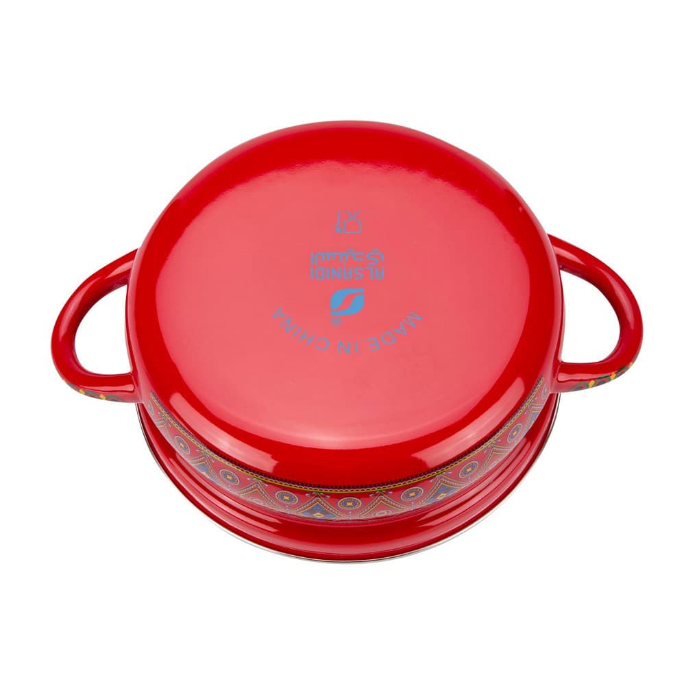 ALSANIDI, Najdi inscription cooking pot, Heritage cooking pot, Red, Size 26 Cm