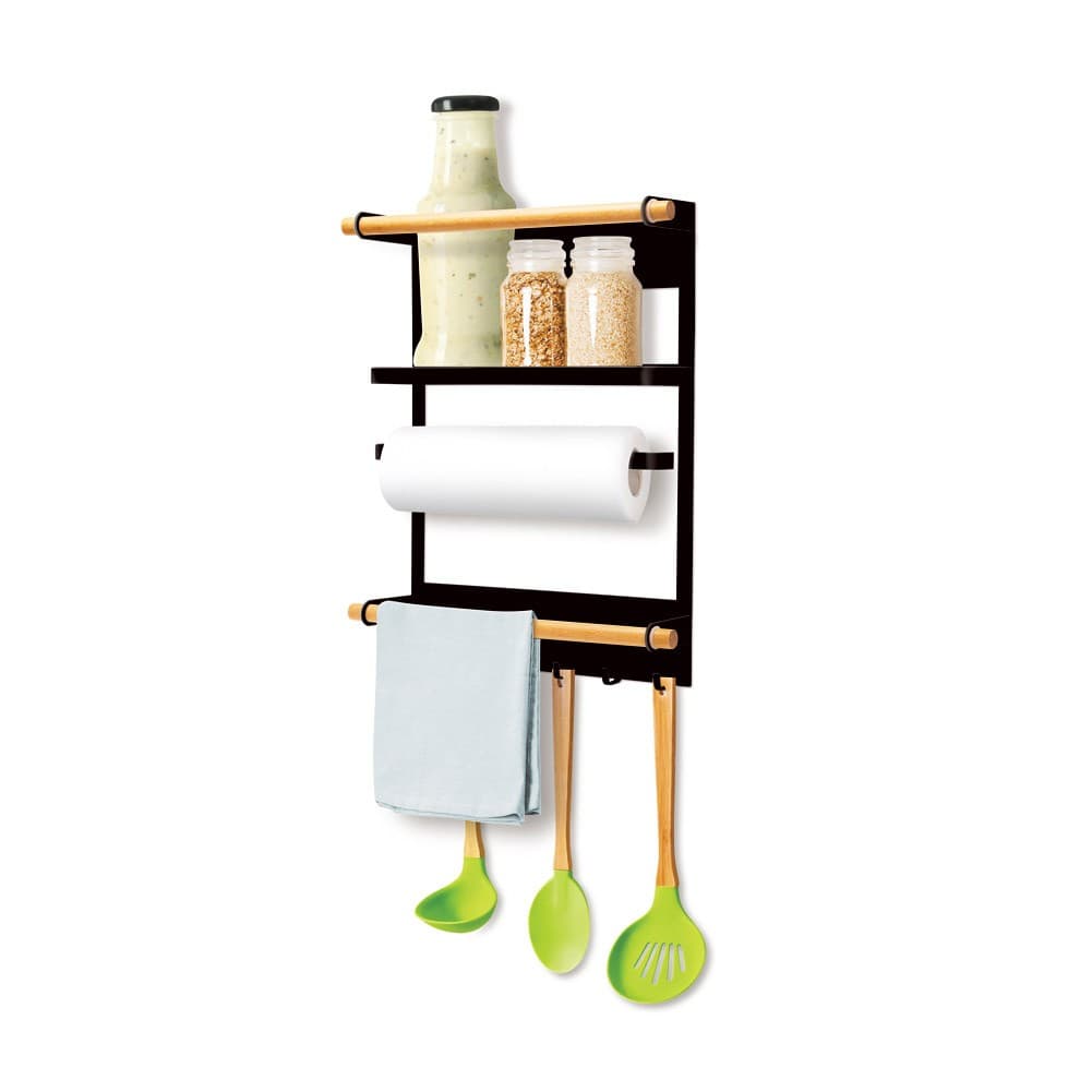 ALSANIDI, kitchen utensiL storage rack, Magnetic hanging rack, Black, Size 27.5*7.5*34 Cm