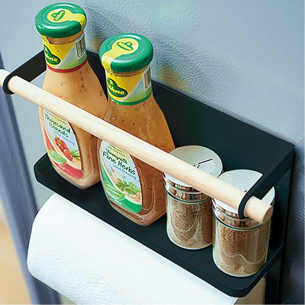 ALSANIDI, kitchen utensiL storage rack, Magnetic hanging rack, Black, Size 27.5*7.5*34 Cm