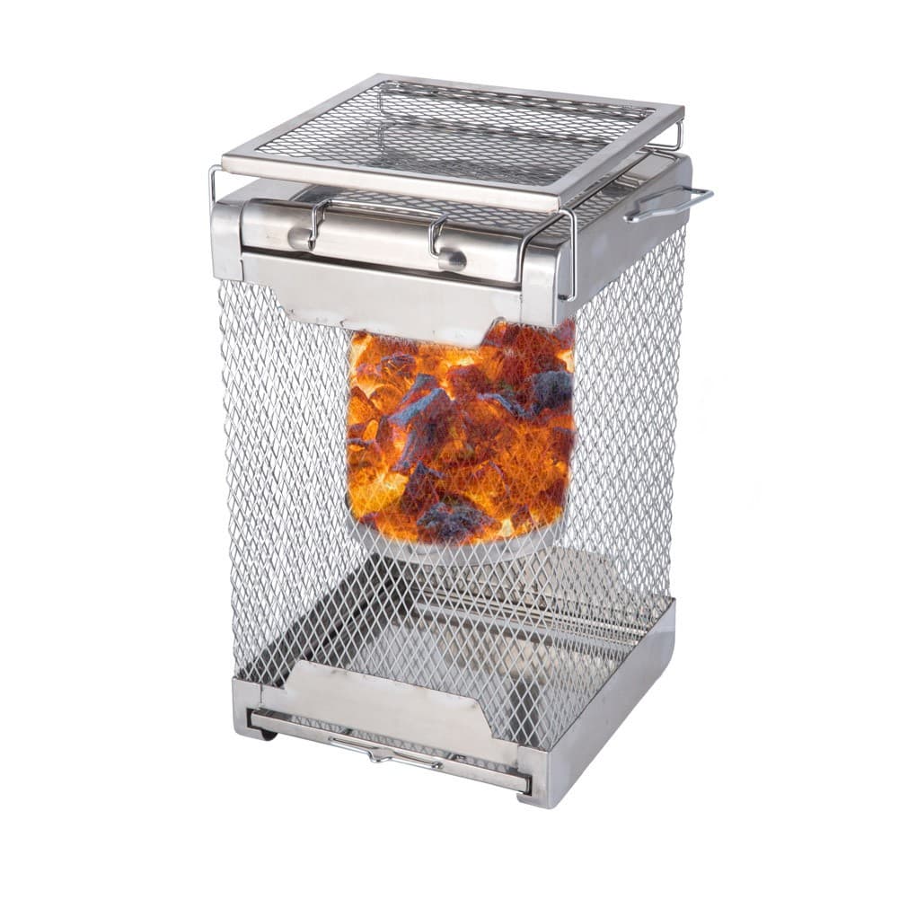 ALSANIDI, Charcoal Heater, Wood burning fireplace, Silver, Size 22*22*38.5 Cm