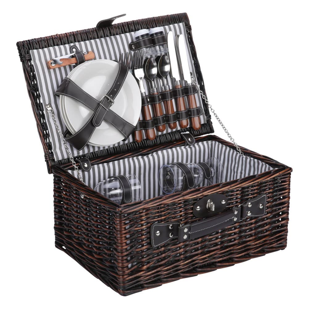 ALSANIDI, Wicker picnic bag, Tea and Coffee bag, Brown, Set 24 pcs