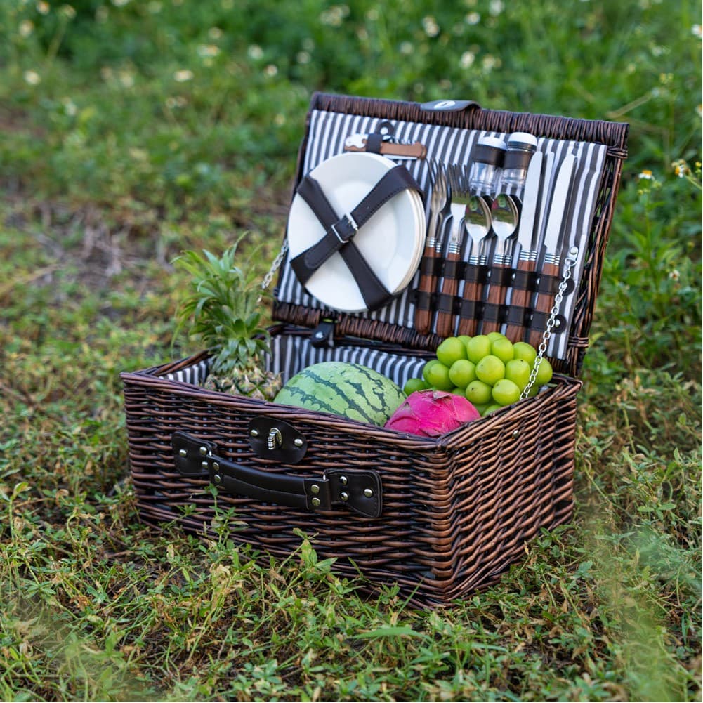 ALSANIDI, Wicker picnic bag, Tea and Coffee bag, Brown, Set 24 pcs