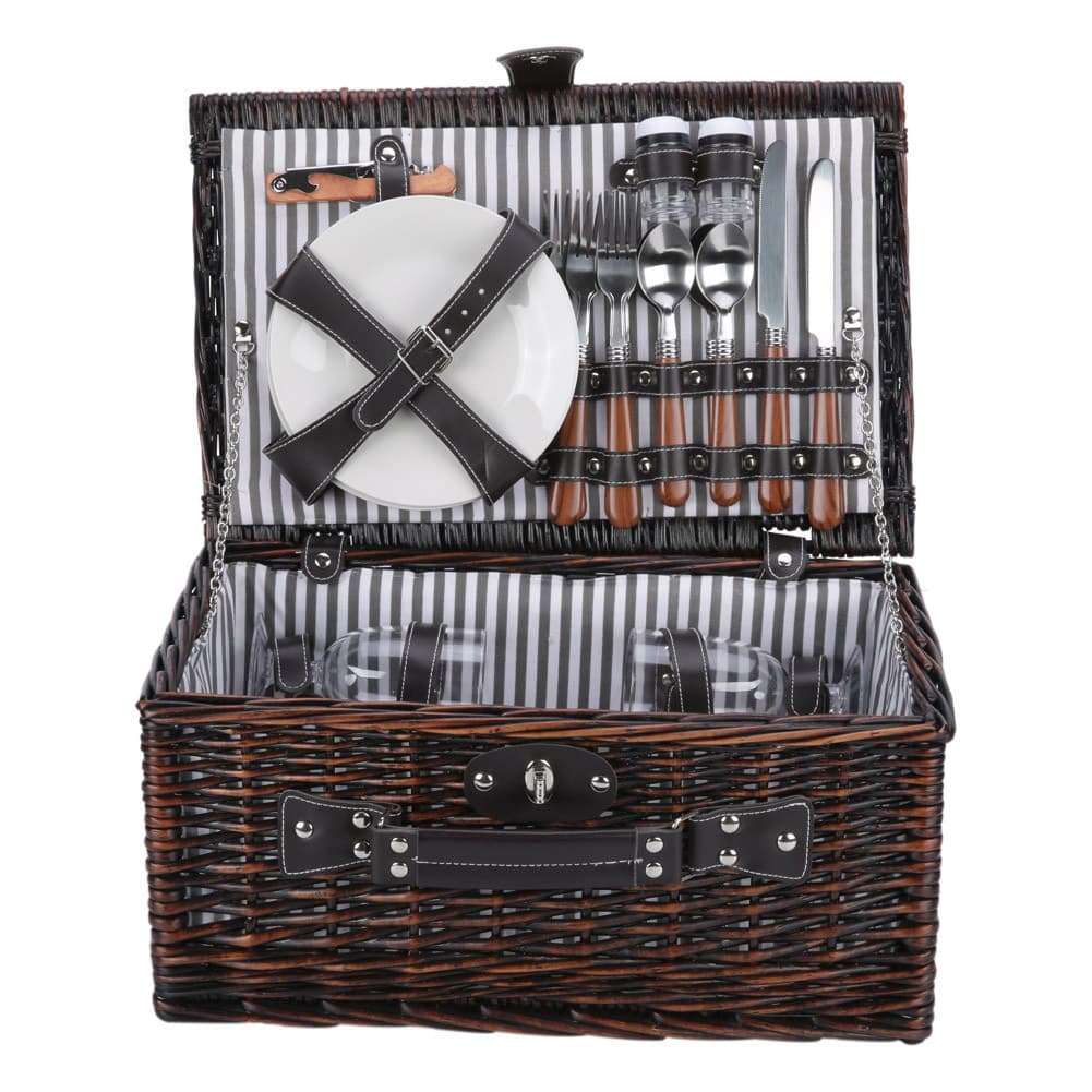 ALSANIDI, Wicker picnic bag, Tea and Coffee bag, Brown, Set 24 pcs