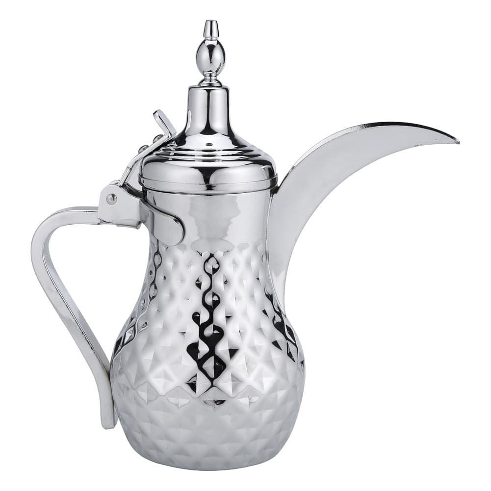 ALSANIDI, Raslan Indian Stainless steel Arabic Coffee Dallah, Raslan Dallah, Silver, capacity 0.8 L