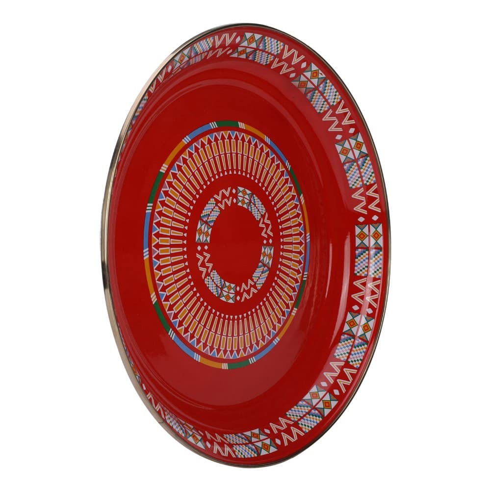 ALSANIDI, Al-Qatt Al-Asiri Inscription Chinko plate, Al-Qatt Al-Asiri Chinko plate, Red, Size 34 Cm