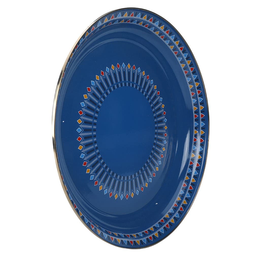 ALSANIDI, Al-Qatt Al-Asiri Inscription Chinko plate, Al-Qatt Al-Asiri Chinko plate, Blue, Size 40 Cm