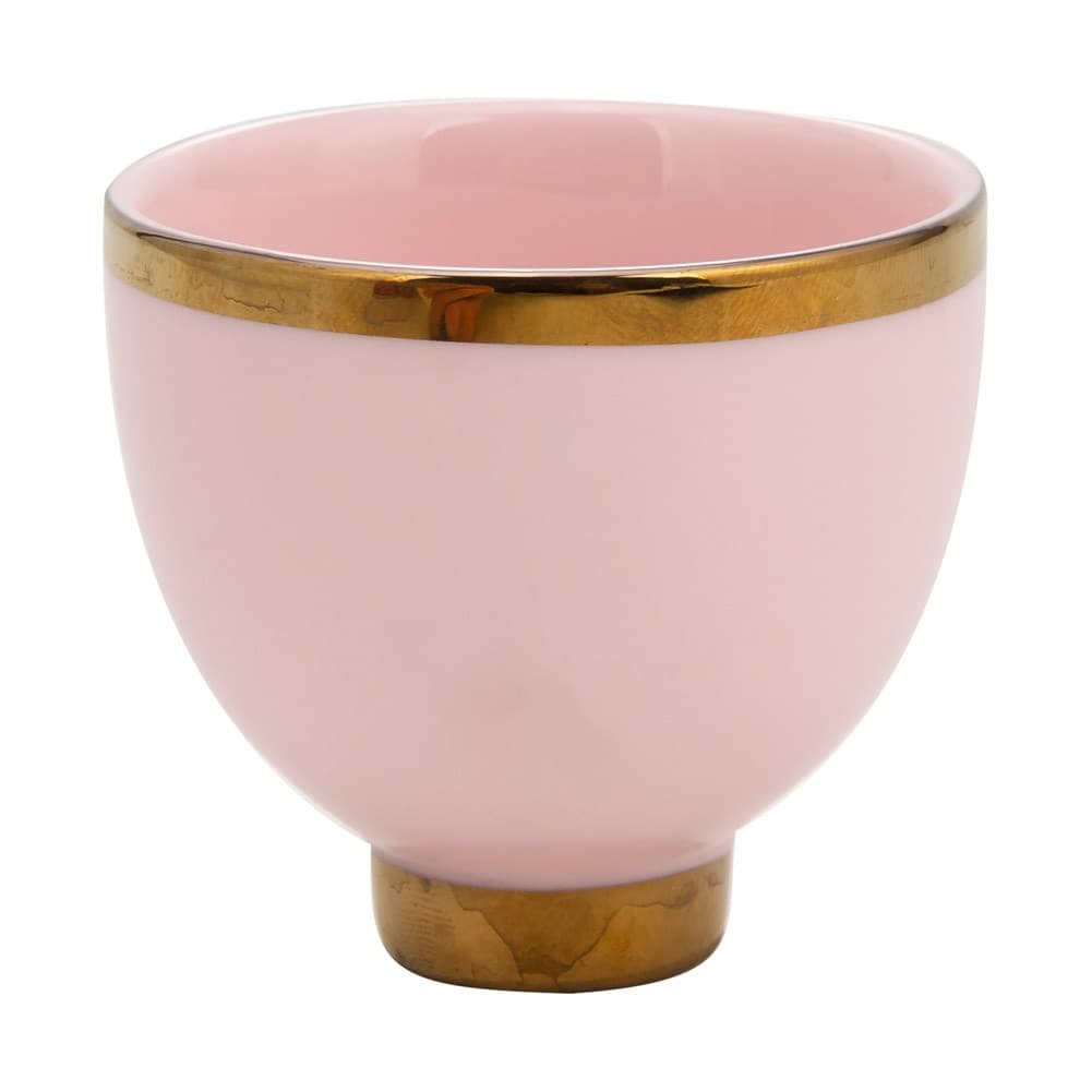 ALSANIDI, Porcelain pLain ceramic coffee cup, Arabic coffee mug, Pink*White, Set 6 pcs