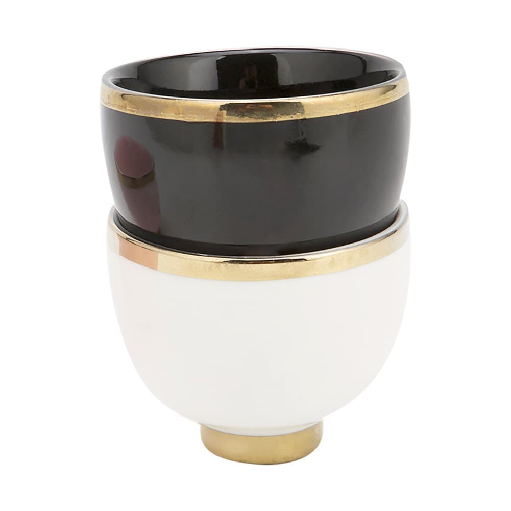 ALSANIDI, Porcelain pLain ceramic coffee cup, Arabic coffee mug, Black*White, Set 6 pcs