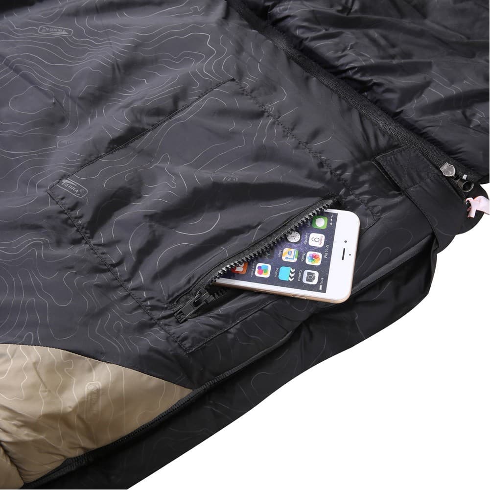 TIERRA, Siberia Sleeping Bag for trips, Sleeping bag, Black*Beige, Size 100*210 Cm