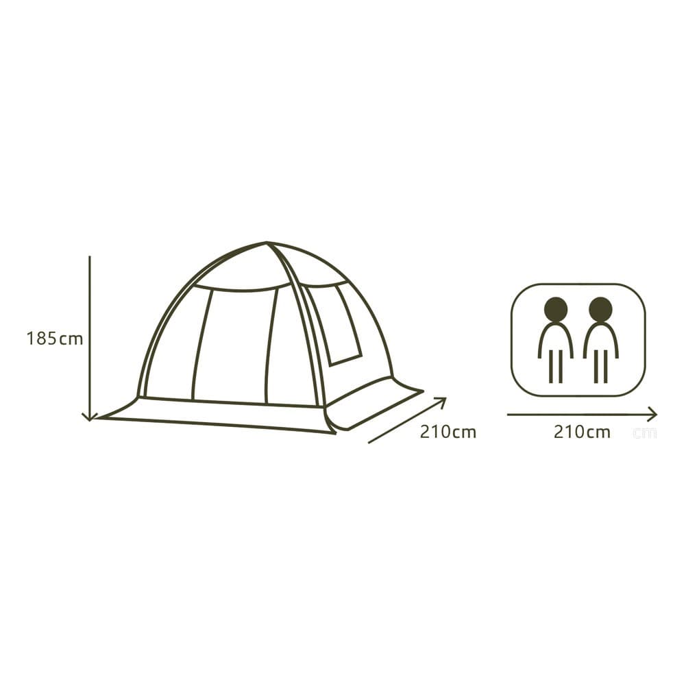 DPT, Air Cotton Tent for Trips, Inflatable Tent, Kaki Dark, Size 210*210*185 Cm