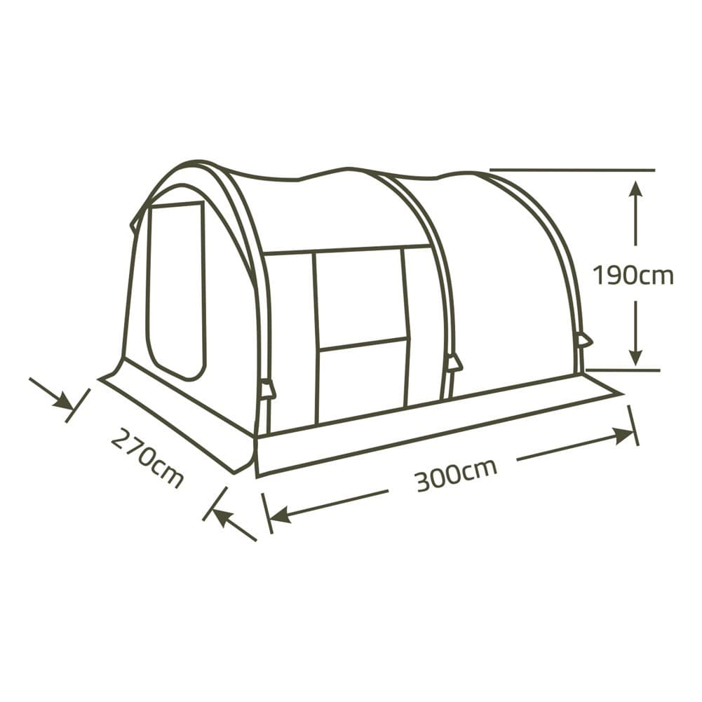 DPT, Air Cotton Tent for Trips, Inflatable Tent, Kaki Dark, Size 270*300*200 Cm