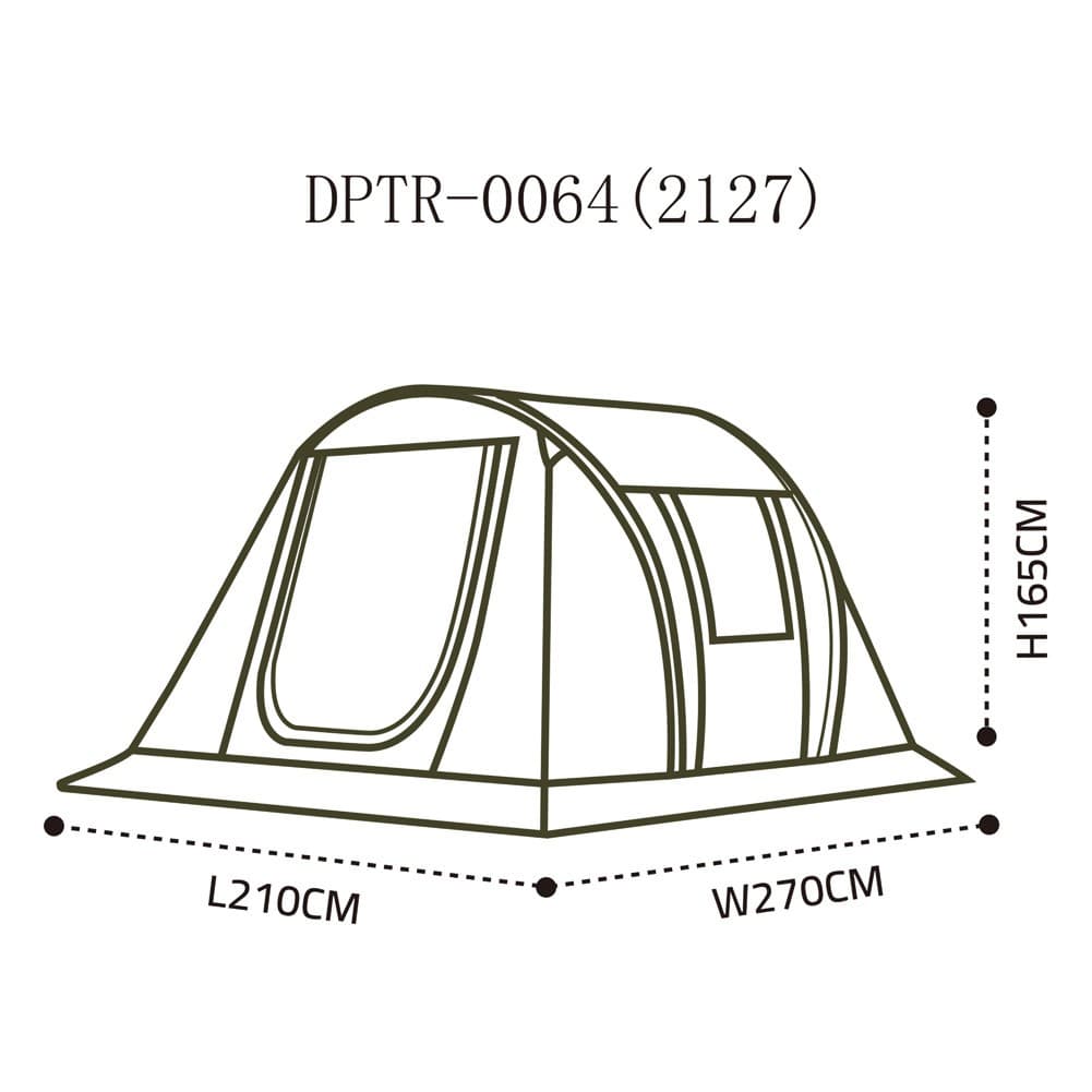 DPT, Air Cotton Tent for Trips, Inflatable Tent, Kaki Dark, Size 200*270*210 Cm