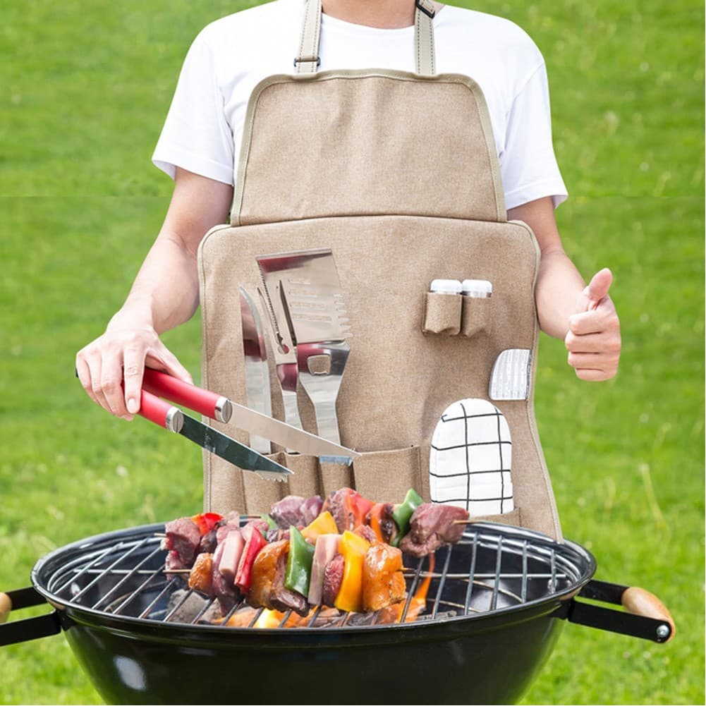 ALSANIDI, 7-piece grill tool set, BBQ Tools Set, Woody, Size50*16*6Cm