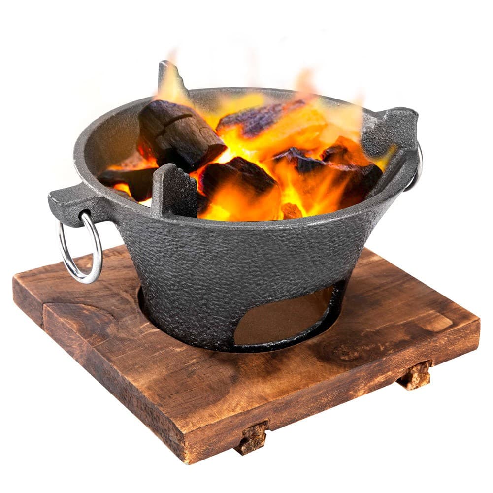 DPT, Cast Iron Coal Stove, Charcoal burner, Black, Size16*9.5*8.8Cm