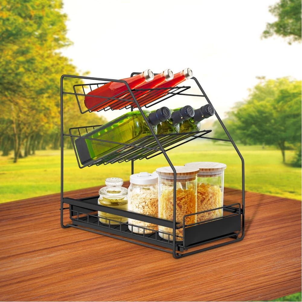 ALSANIDI, kitchen utensiL storage rack, SheLving unit, Black, Size 39*25*40 Cm