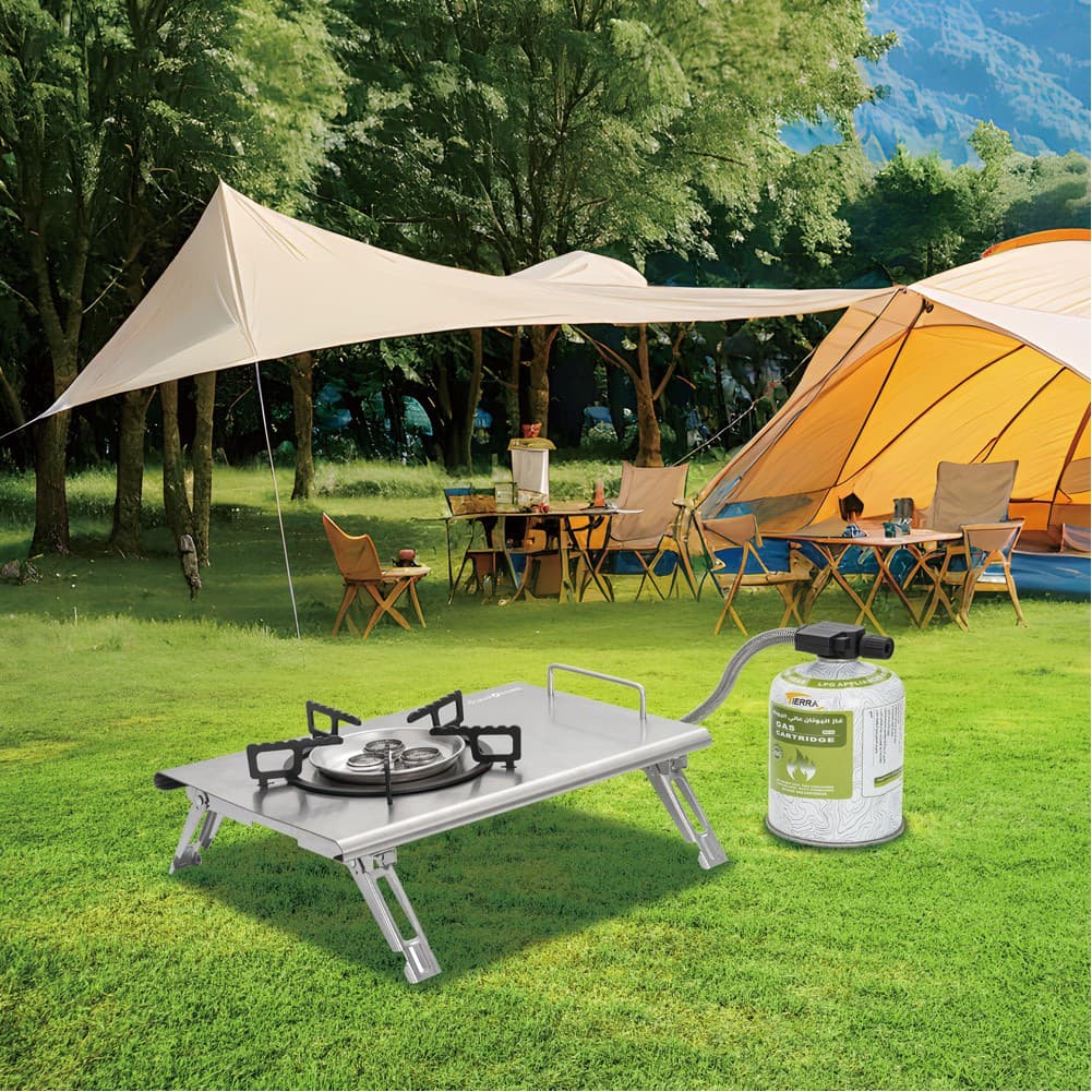 ALSANIDI, Travel stove, Portable stove, Silver, Size L:36*W:25*H13 Cm
