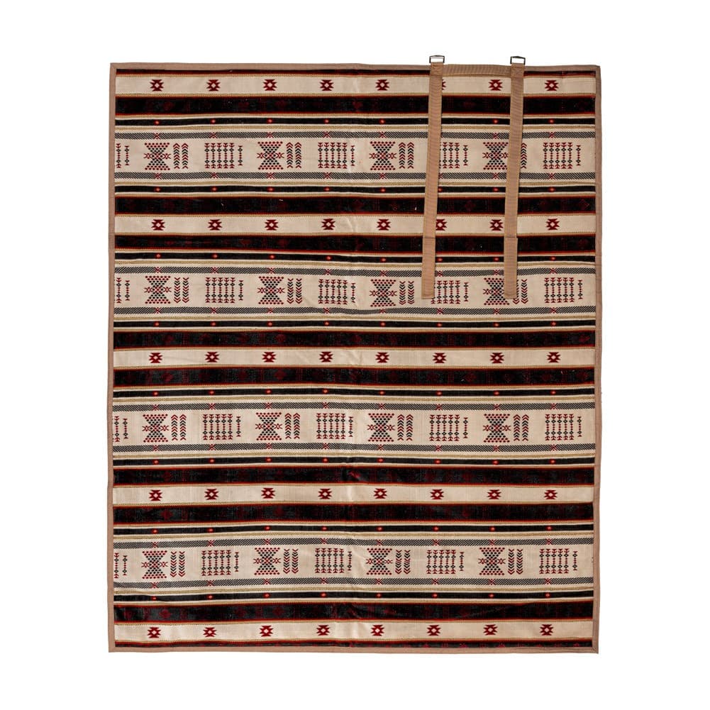 Alsanidi, a floor seating mat for trips, camping, and desert outings, padded with sponge, traditional rug, wooden *oudi.