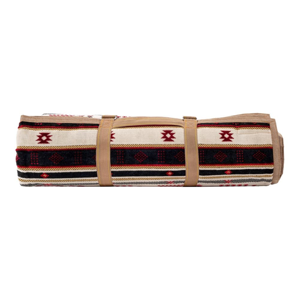 Alsanidi, a floor seating mat for trips, camping, and desert outings, padded with sponge, traditional rug, wooden *oudi.