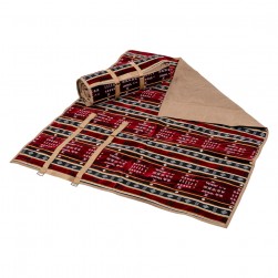 Alsanidi, a floor seating mat for trips, camping, and desert outings, padded with sponge, traditional rug, wooden *oudi.