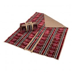 Alsanidi, a floor seating mat for trips, camping, and desert outings, padded with sponge, traditional rug, wooden *oudi.