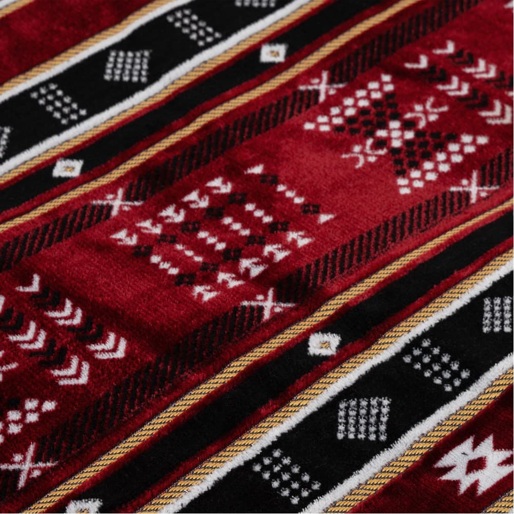 Alsanidi, a floor seating mat for trips, camping, and desert outings, padded with sponge, traditional rug, wooden *oudi.
