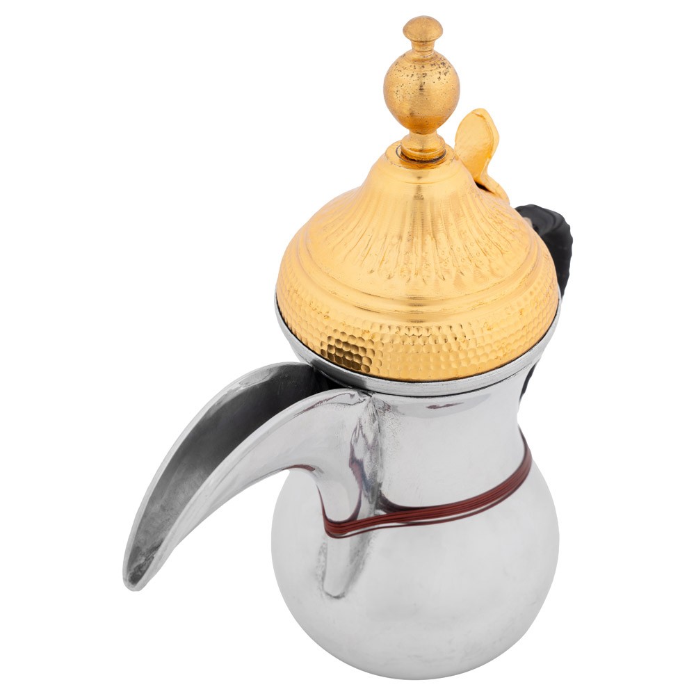 ALSANIDI, Syrian Decor Coffee Pot, Silver*Gold, Size رقم 3