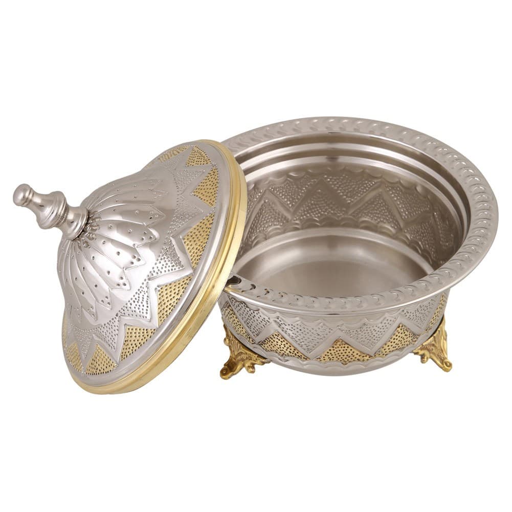 ALSANIDI, Indian Copper dates storage, dates Storage, Silver, Size 24 Cm